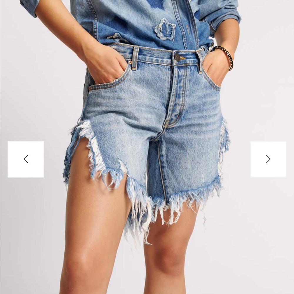 NWT Free People X One Teaspoon Frankies Denim Distressed Shorts